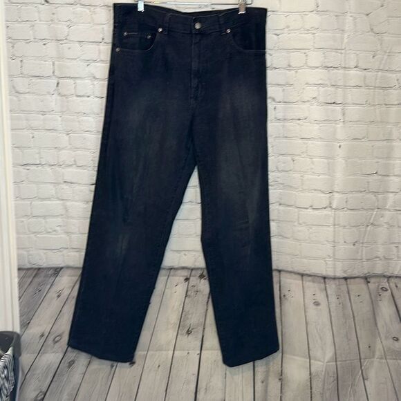 Calvin Klein Mens Black Straight Leg Jeans size 36 32 100% Cotton - Picture 1 of 12
